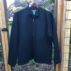Lauren Ralph Lauren black cotton blend lightweight zip front jacket size…